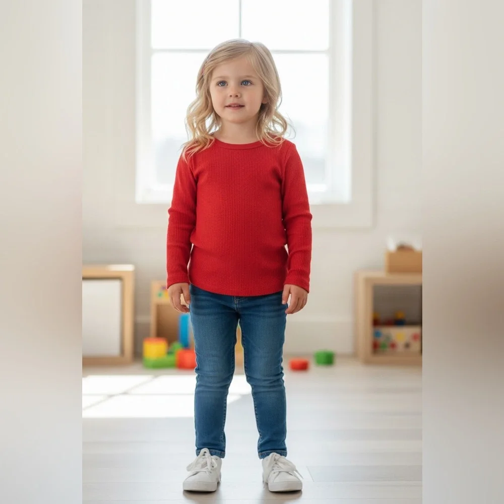 Old Navy Vibrant Red Kids Long Sleeve Tee